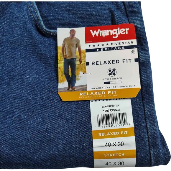 NWT Wrangler Relaxed Fit Men's Jeans Relaxed Fit Stretch Size: 40x30 - Picture 3 of 3